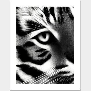 Tiger Face - White monochrome design Posters and Art